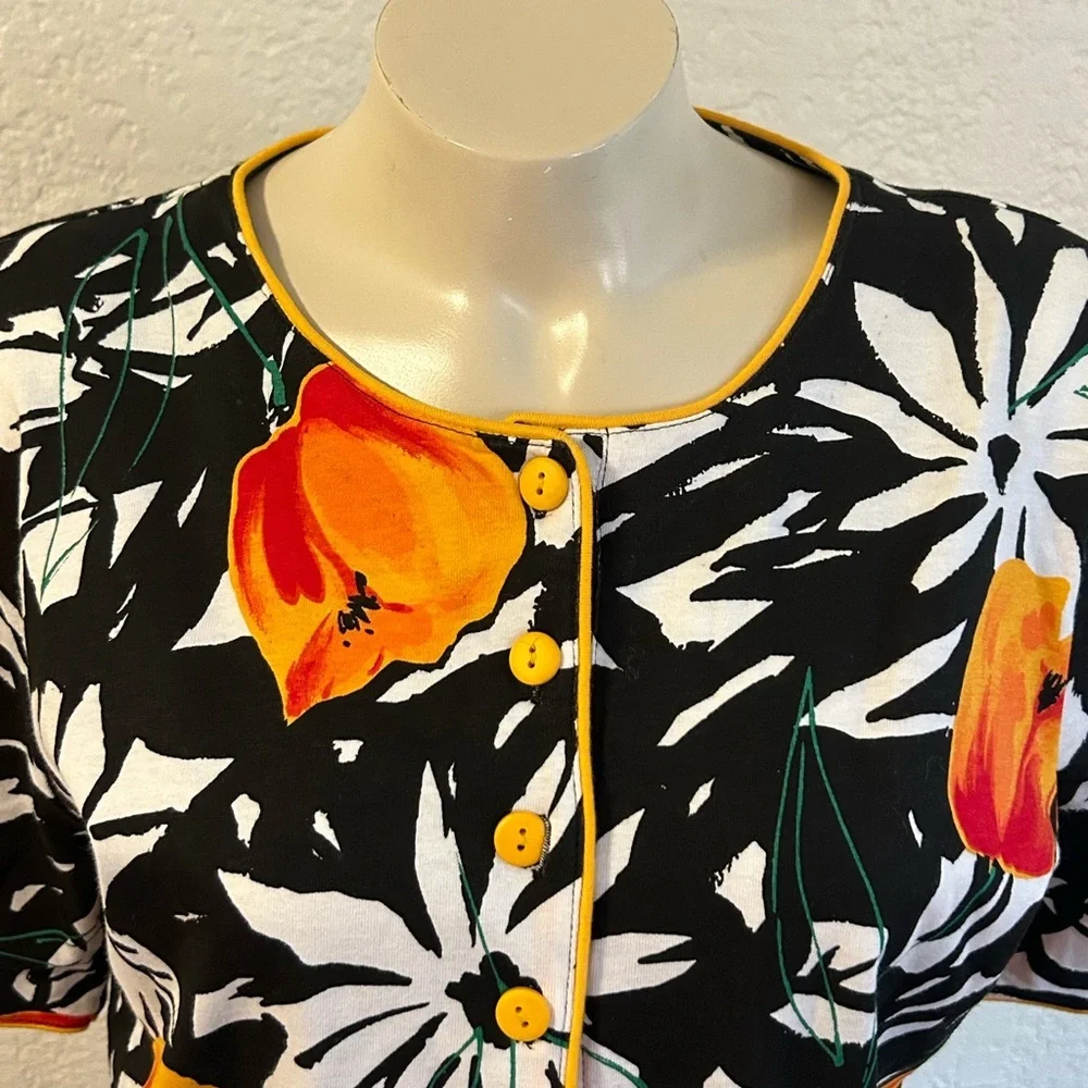 Vintage Evan Picone 2-Piece Floral Cotton Skirt Suit NWT M/L 90s Tropical Print